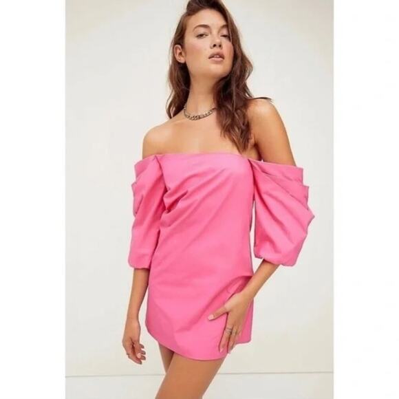 Free People x Mare Mare Carlie Off The Shoulder Tunic Dress in Pink Rose Medium - Picture 1 of 10